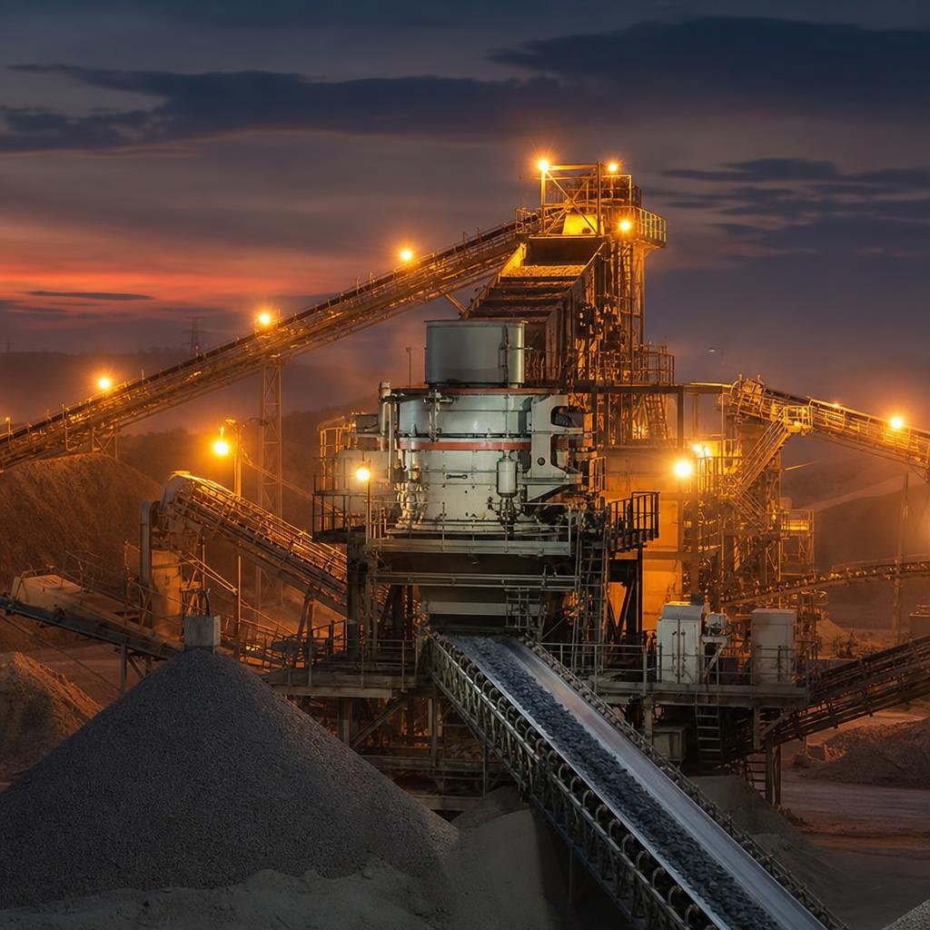 Processing plant at dusk